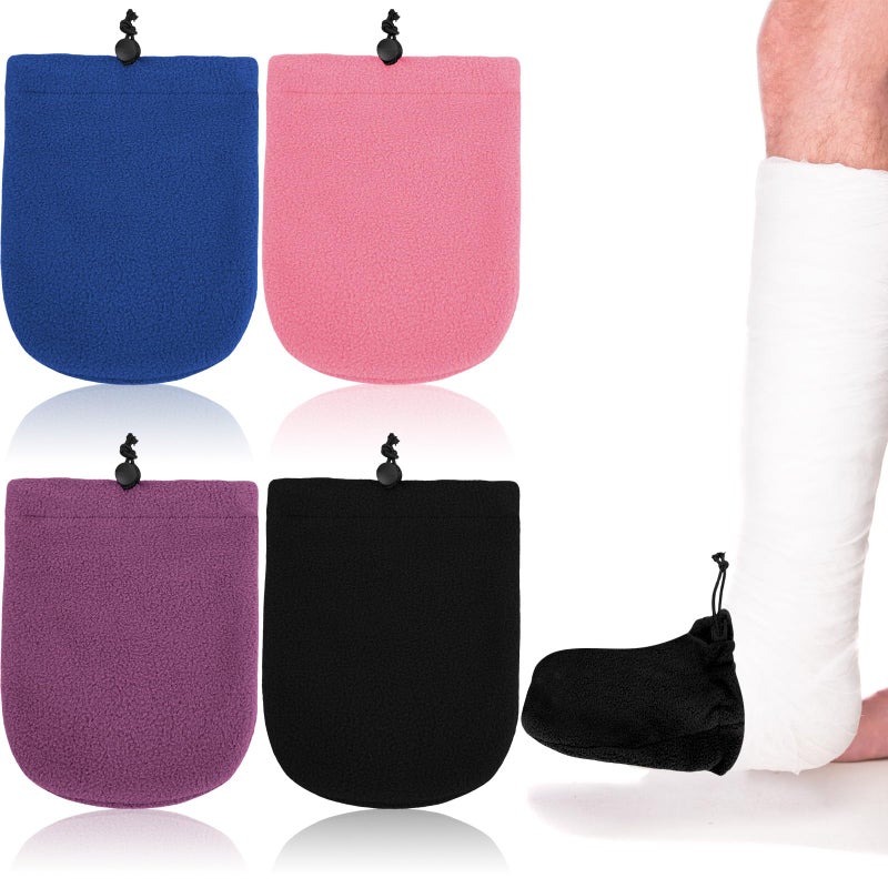 Cuffbow 4 Pack Foot Cast Toe Cover Socks Soft Warm Cast Toe Protector Covers for Men and Women Fingocker S Adjustable with DrawstringBlack Purple Pink Blue